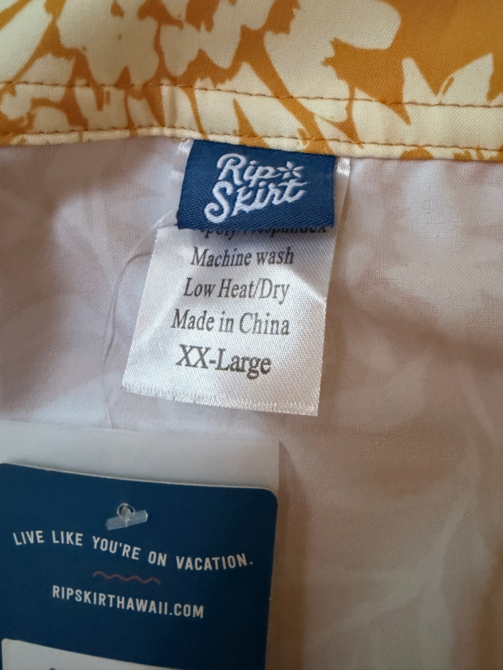 NEW Ripskirt Hawaii Saffron Sun Gold and White Floral Print Wrap Skirt XXL - Picture 5 of 10